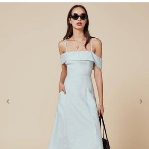 Pale blue linen Reformation dress